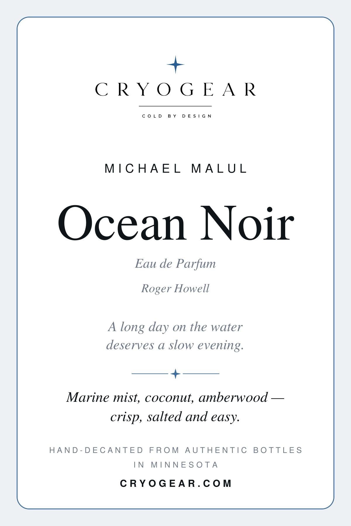CryoGear scent card — Ocean Noir (front)