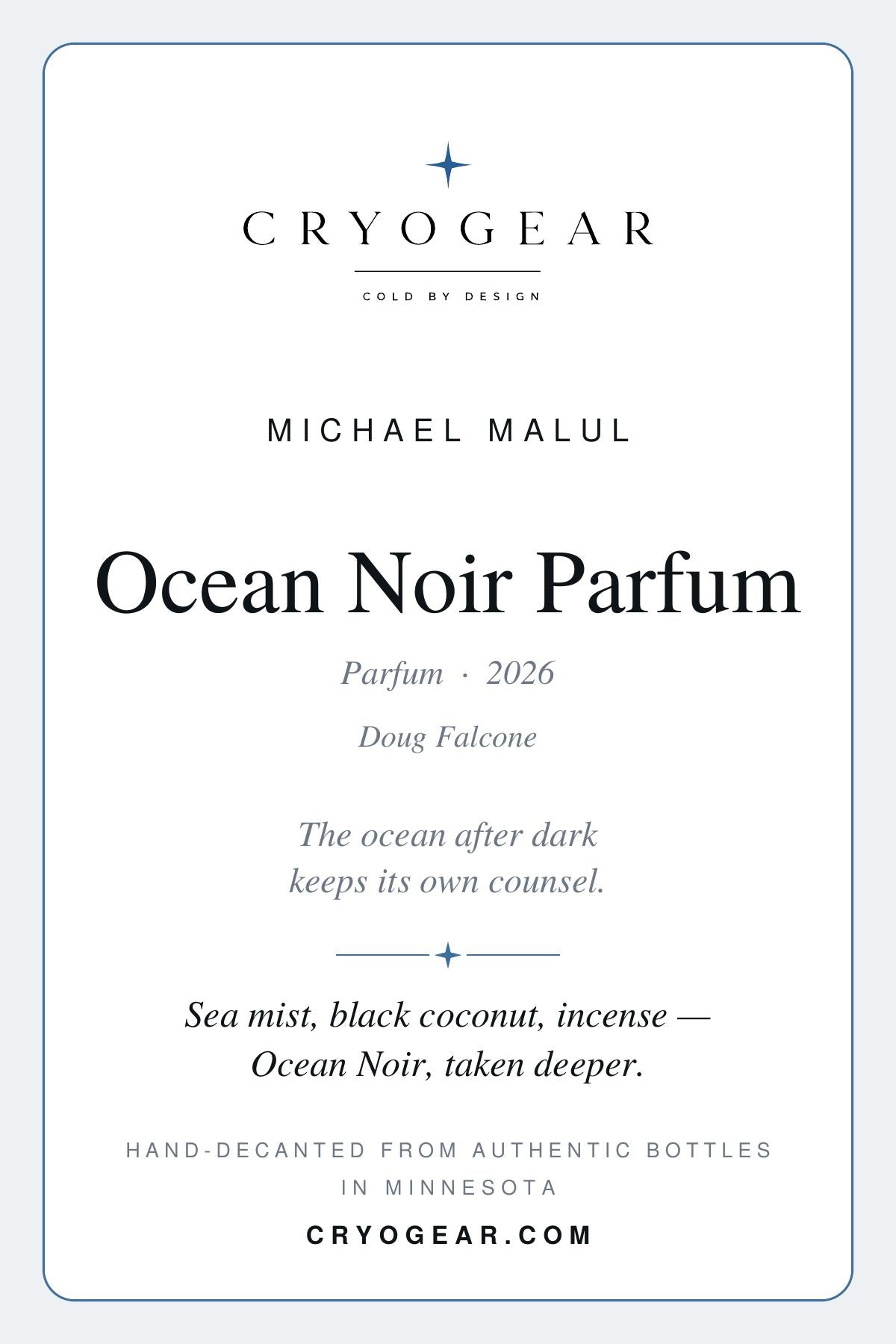 CryoGear scent card — Ocean Noir Parfum (front)