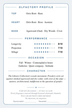 Amouage Opus V Woods Symphony scent card — olfactory profile
