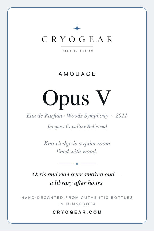 Amouage Opus V Woods Symphony scent card — front