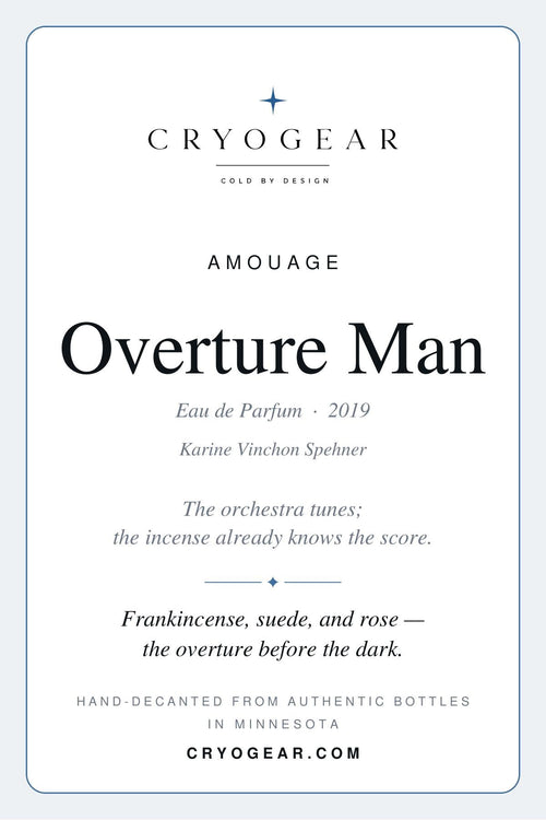 Amouage Overture Man scent card — front