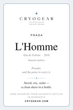 Prada L'Homme Eau de Toilette scent card — front