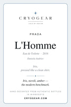 Prada L'Homme scent card — front