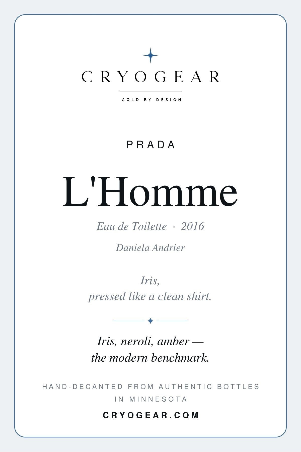 Prada L'Homme scent card — front