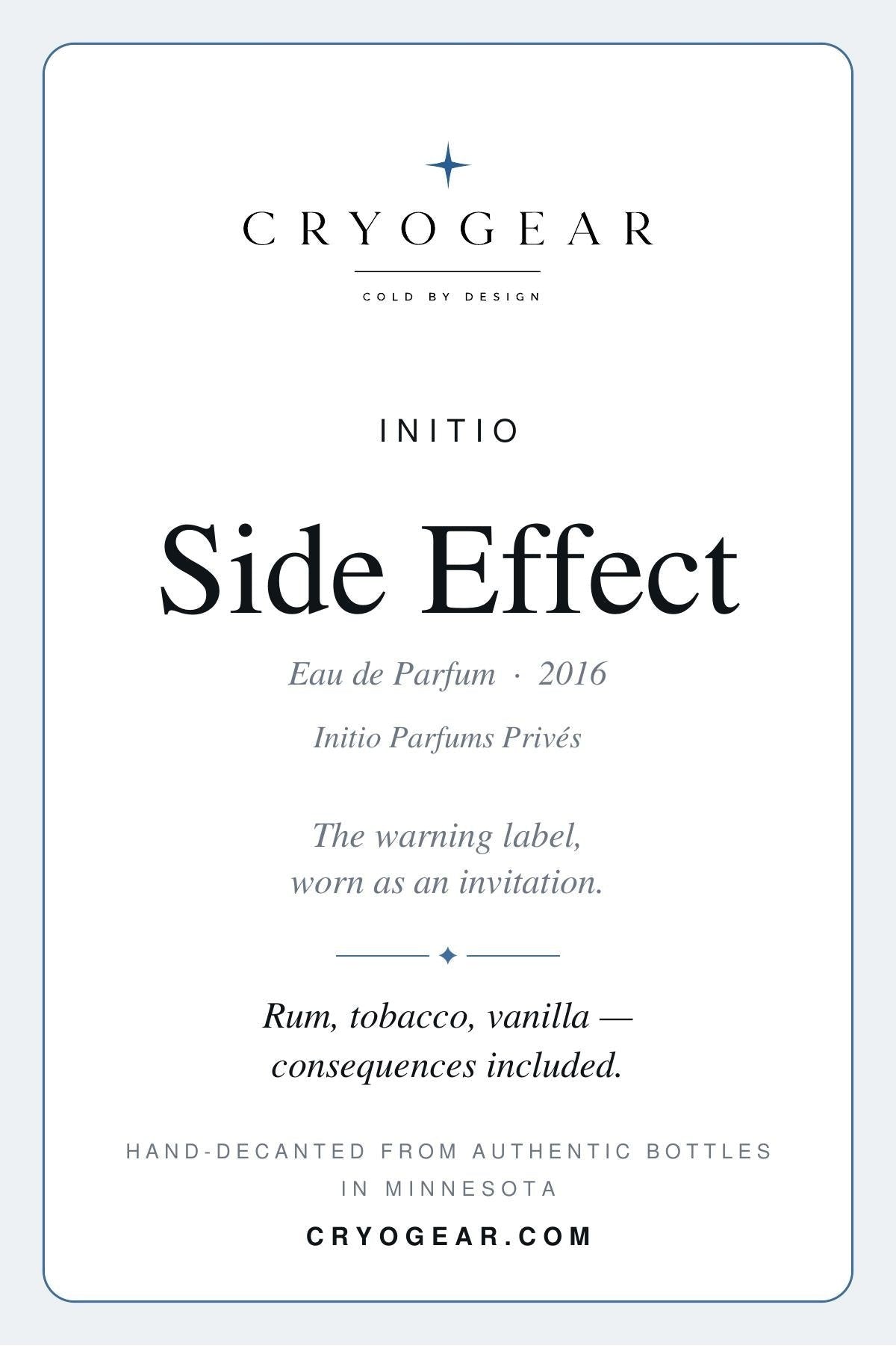 Initio Side Effect scent card — front