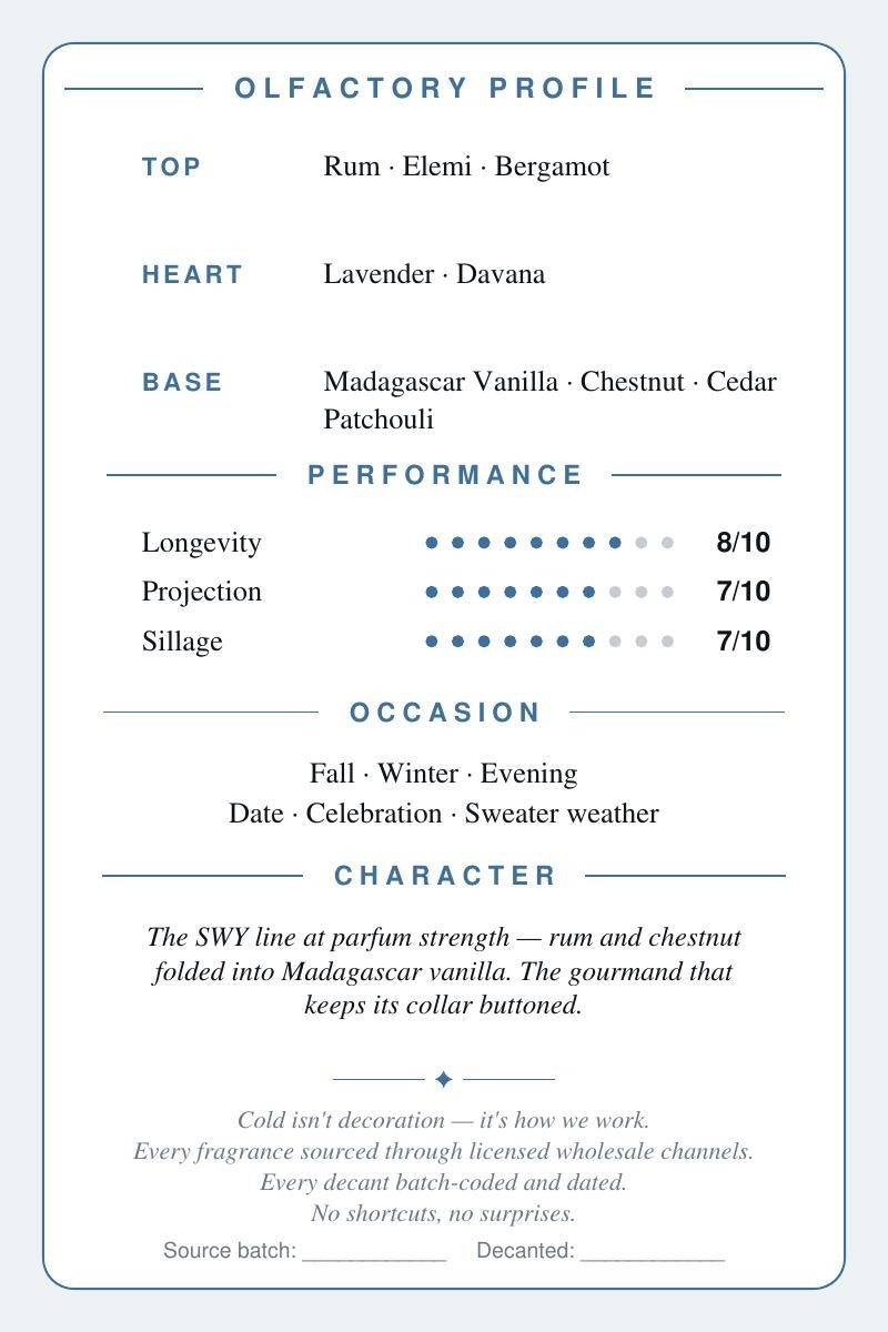 Cryogear scent card — Stronger With You Absolutely (back)