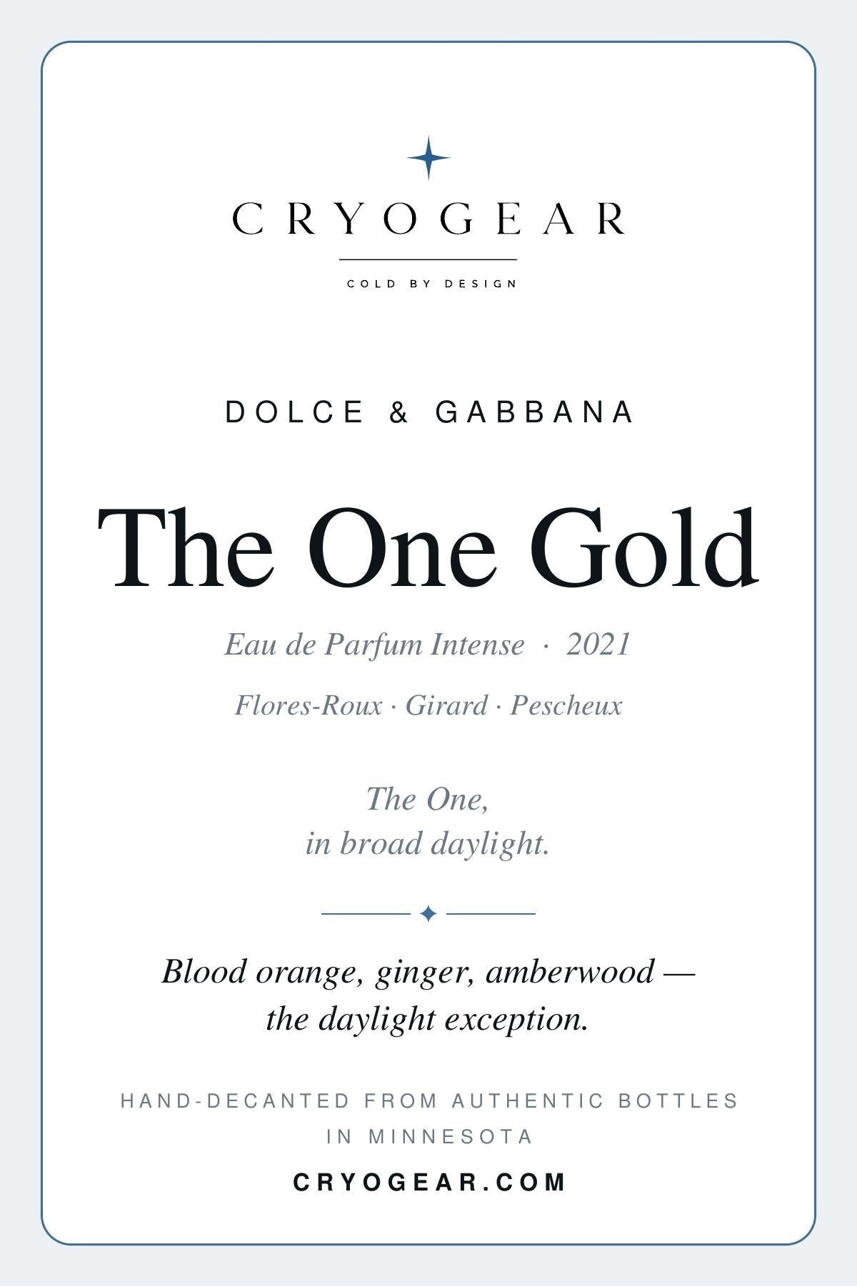 The One Gold scent card — front