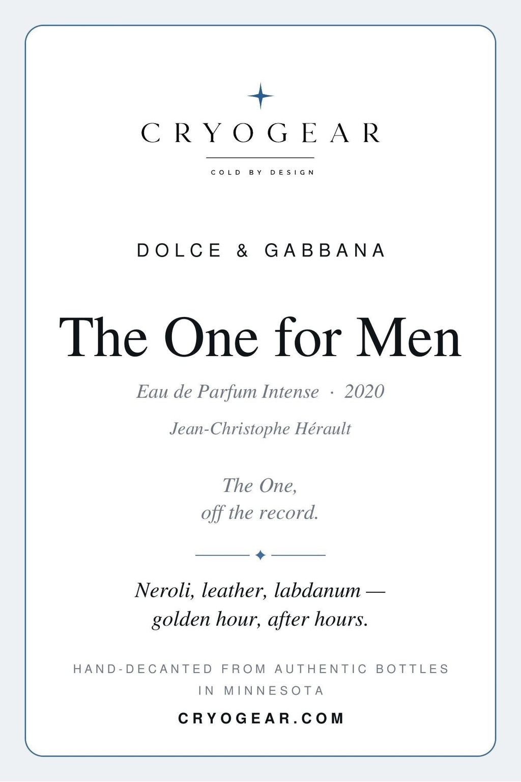 The One EdP Intense scent card — front