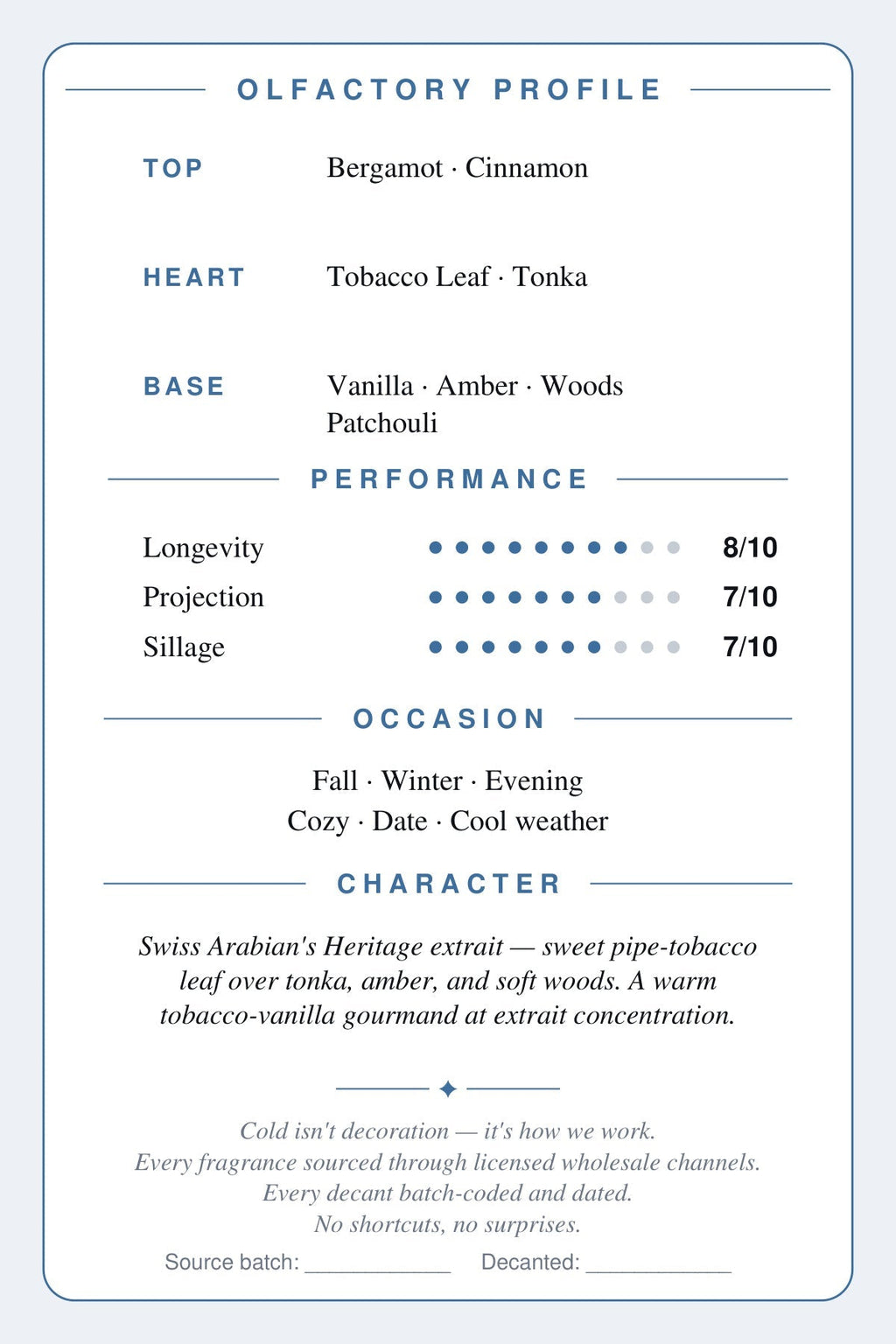 Cryogear scent card back — Tobacco 01