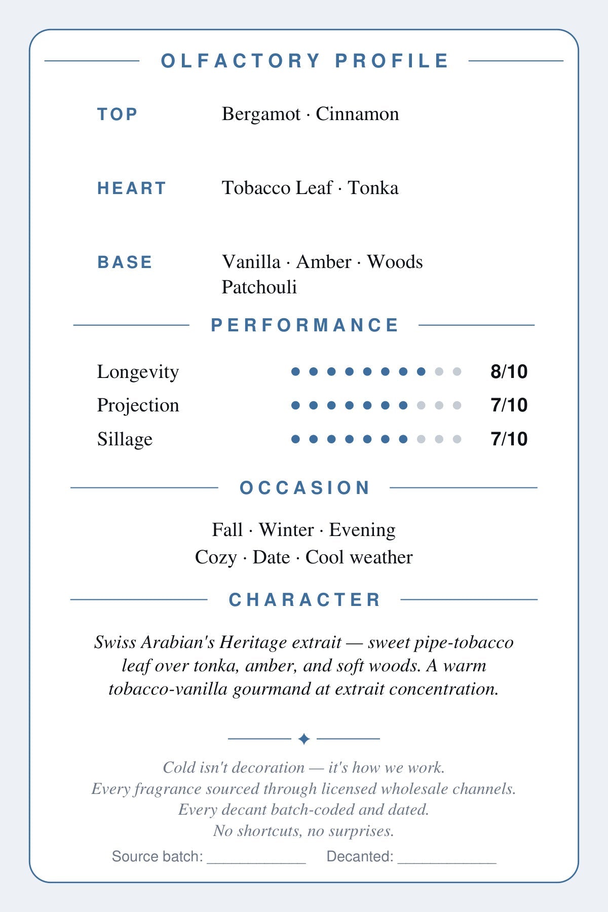 Cryogear scent card back — Tobacco 01