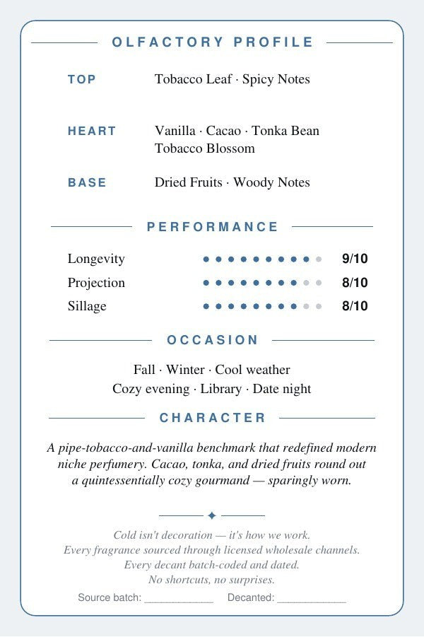 Tobacco Vanille scent card — back