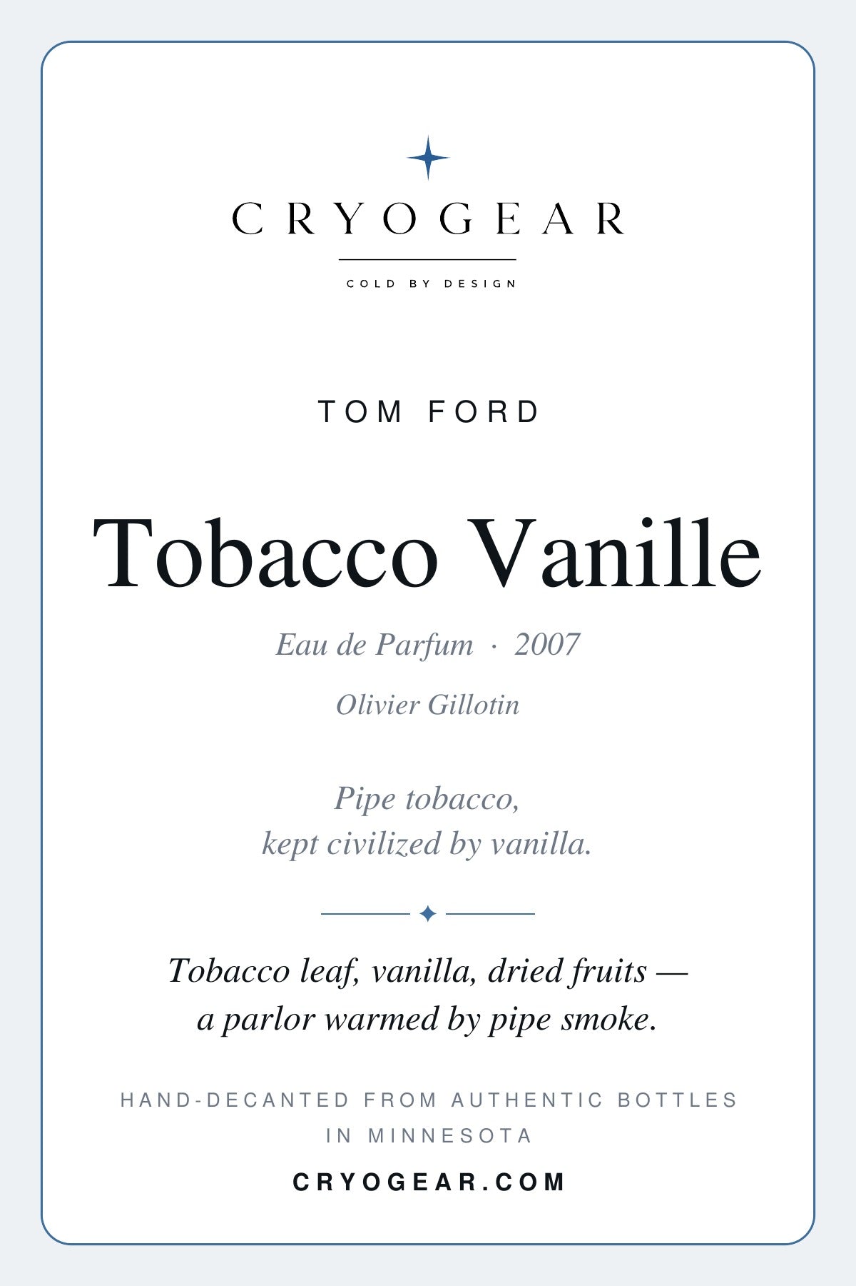Tobacco Vanille scent card — front