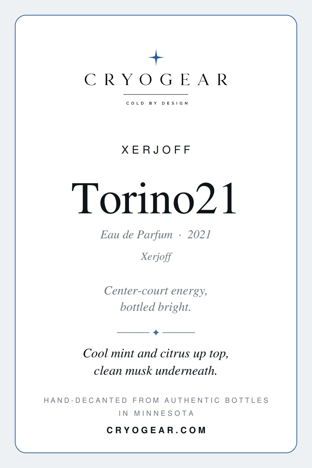 Xerjoff Torino21 scent card — front