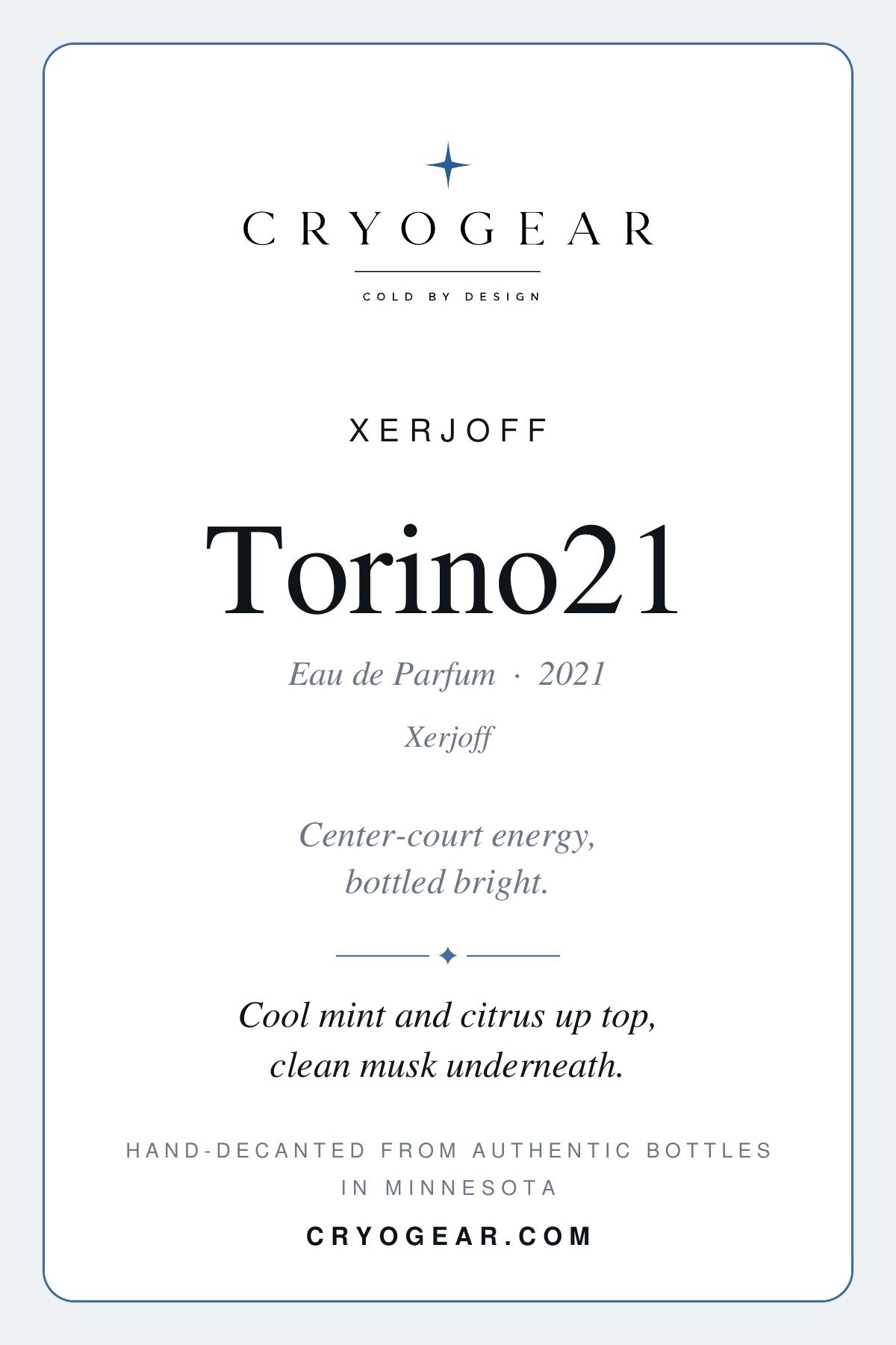 Xerjoff Torino21 scent card — front
