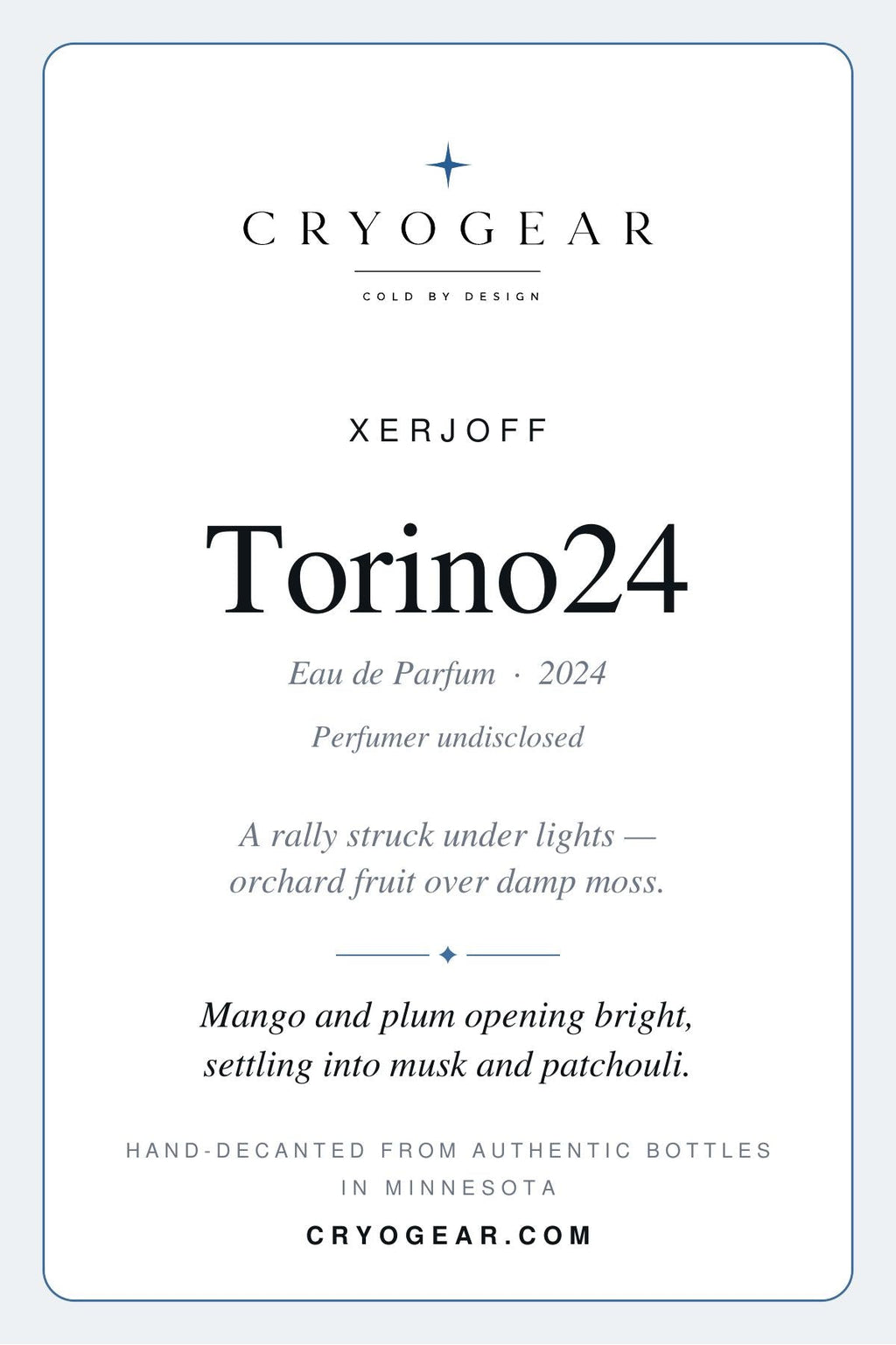 CryoGear scent card front — Xerjoff Torino24