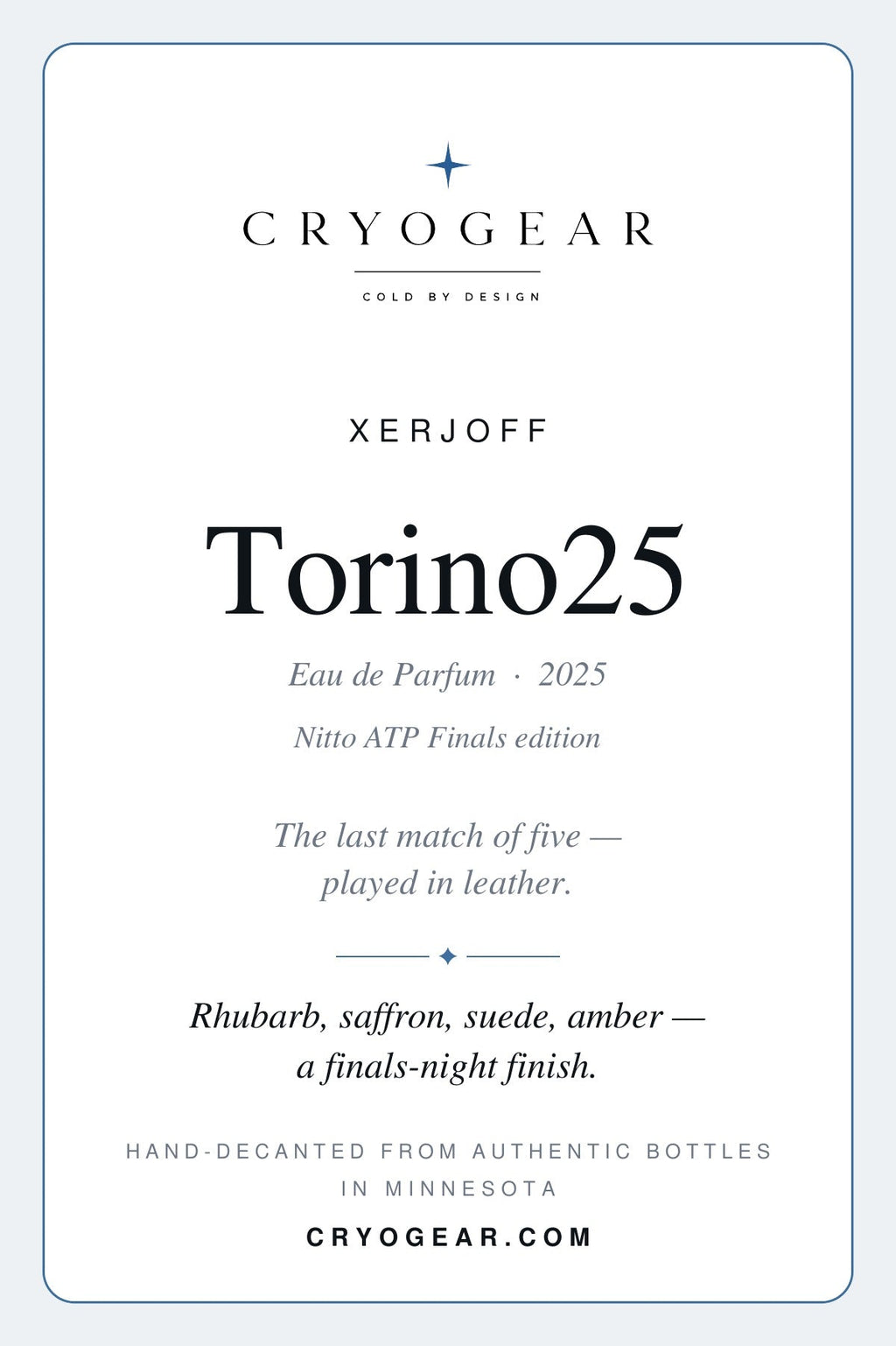 Cryogear scent card front — Torino25