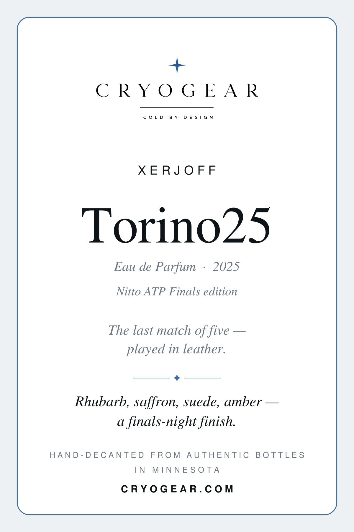 Cryogear scent card front — Torino25