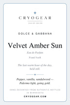 CryoGear scent card — Velvet Amber Sun (front)