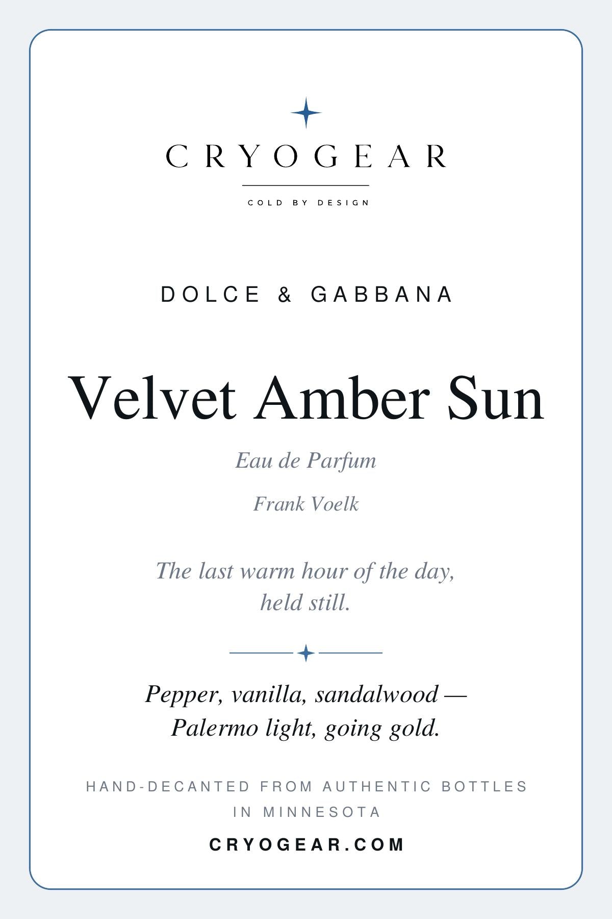 CryoGear scent card — Velvet Amber Sun (front)