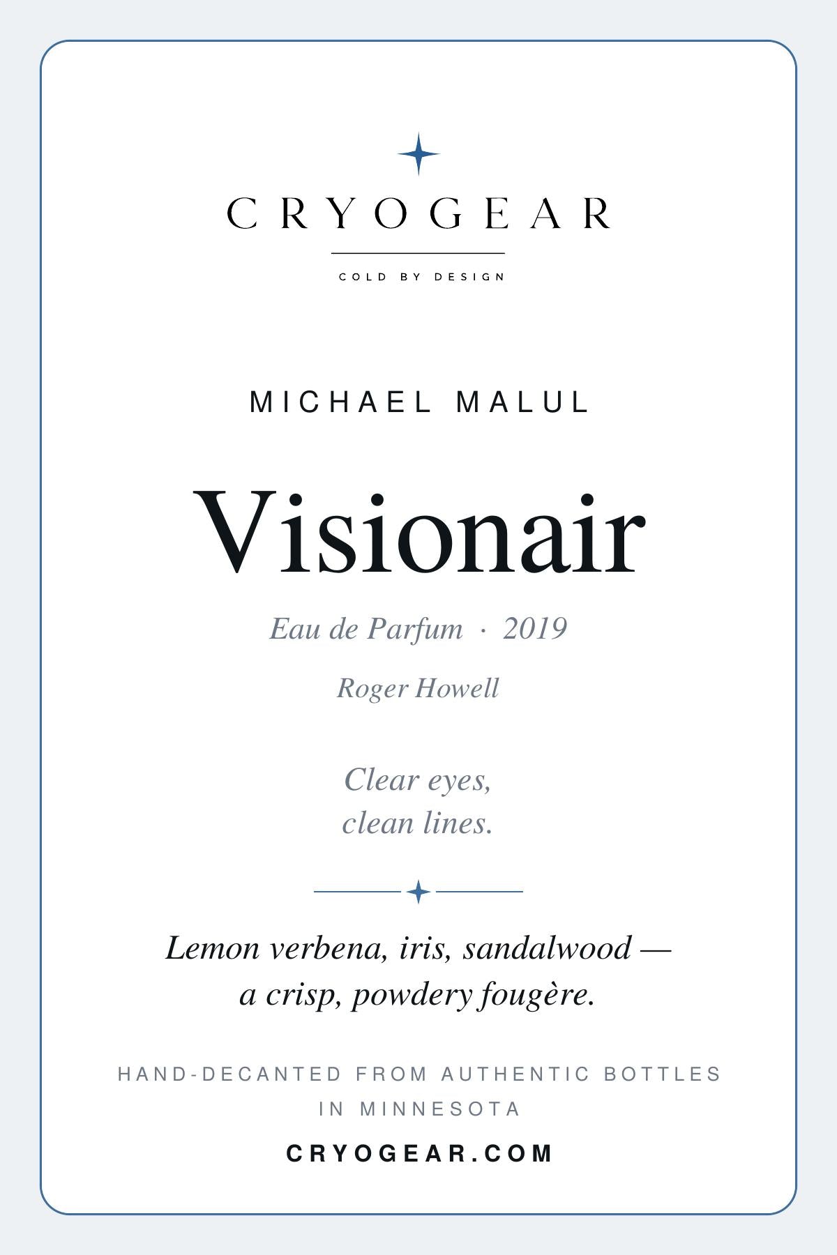 CryoGear scent card — Visionair (front)