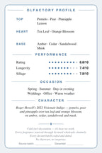 CryoGear scent card — Visionair Indigo (back)