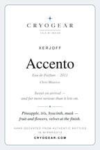 Cryogear scent card front — Accento