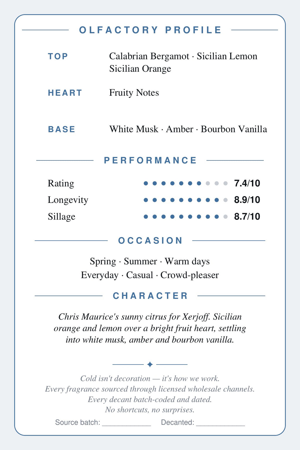 Cryogear scent card back — Erba Pura