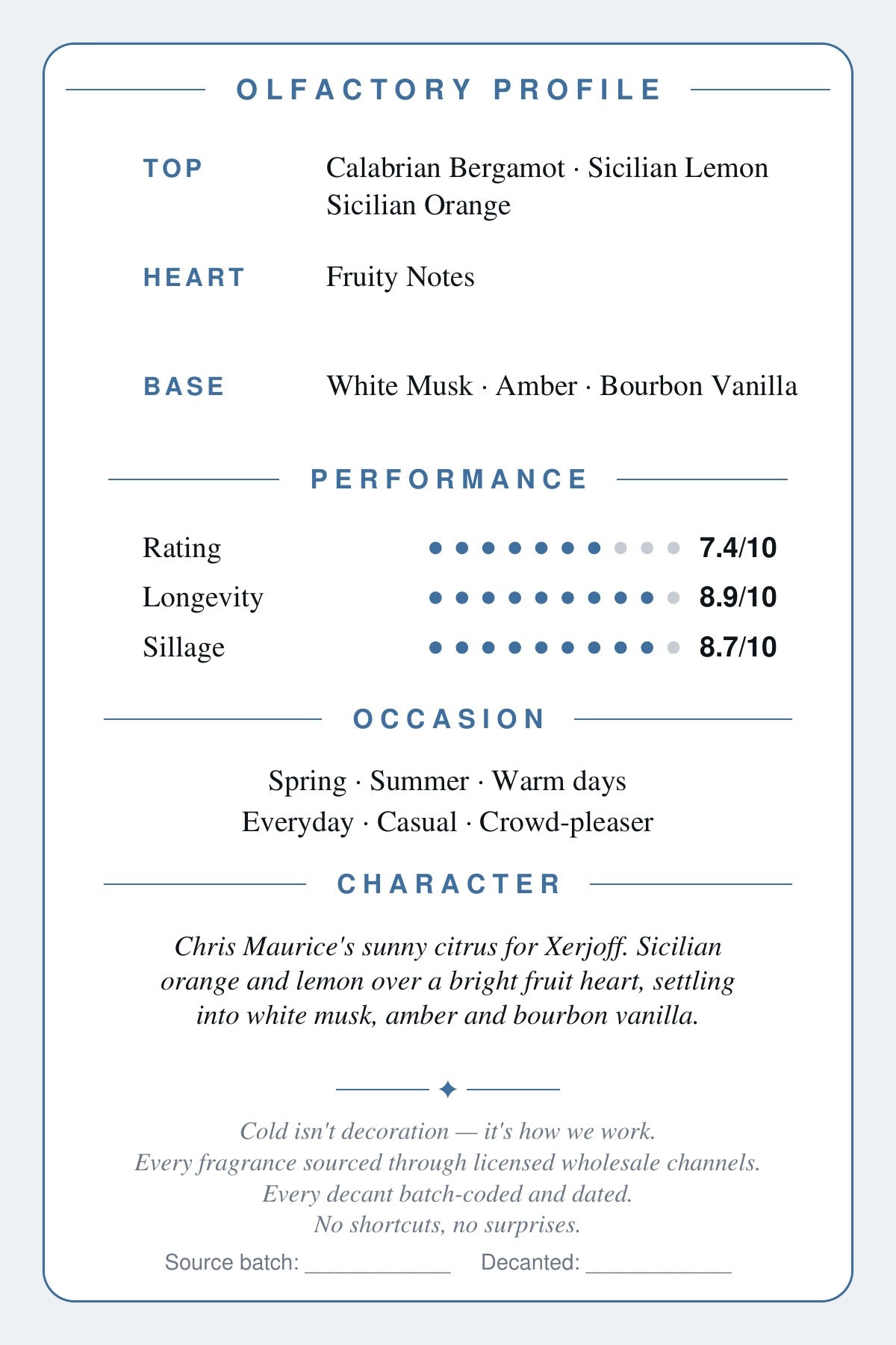 Cryogear scent card back — Erba Pura