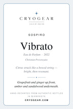 CryoGear scent card — Vibrato, front